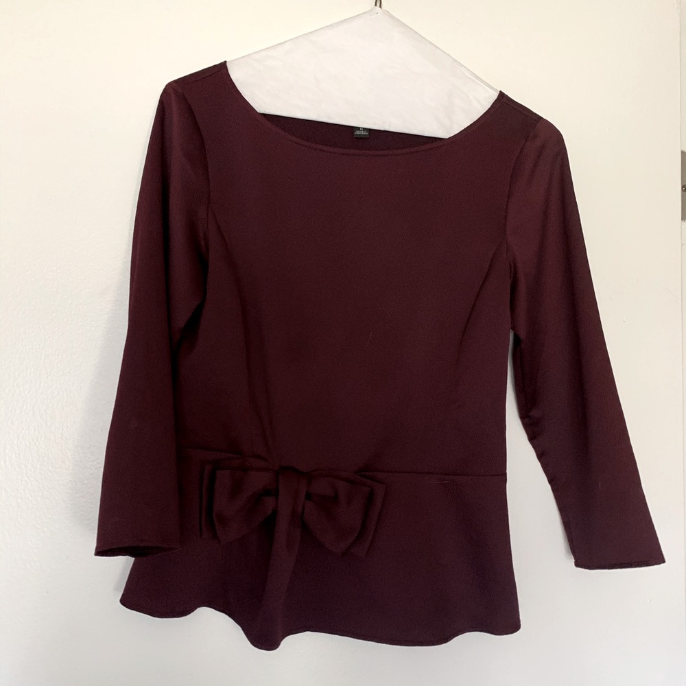 Purple/burgundy peplum blouse